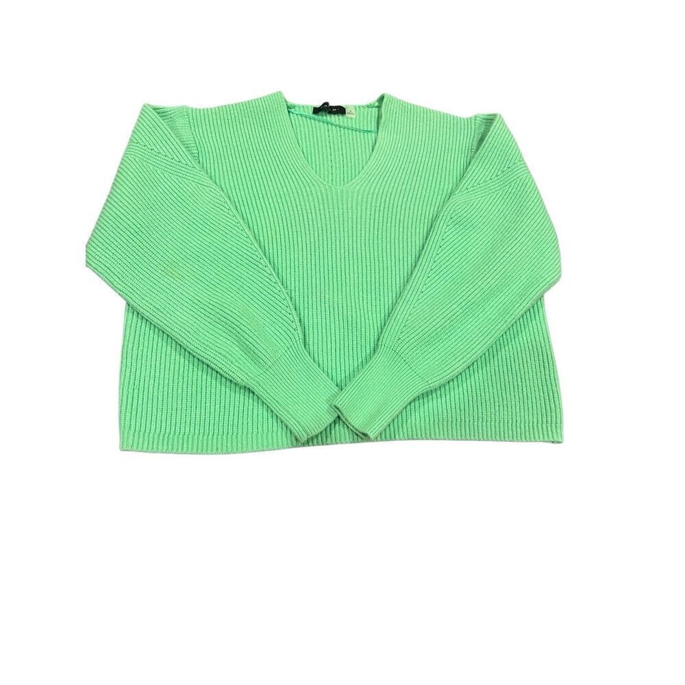 TAHARI LIMON GREEN Cropped knit sweater size M